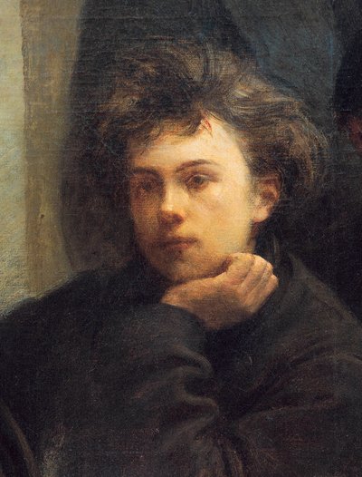 Portrét Arthura Rimbauda, detail z obrazu Rohový stůl od Ignace Henri Jean Fantin Latour