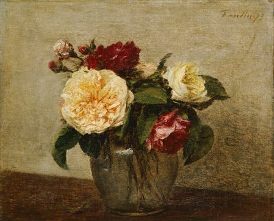 Červené a žluté růže, 1879 od Ignace Henri Jean Fantin Latour