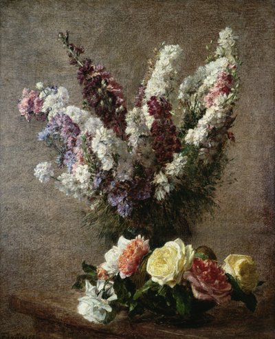Roses and Larkspur, 1885 od Ignace Henri Jean Fantin-Latour