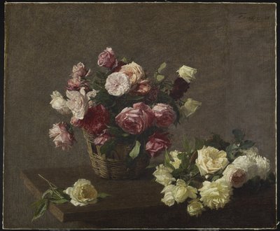 Roses dans un panier aneb Růže v košíku, 1888 od Ignace Henri Jean Fantin Latour