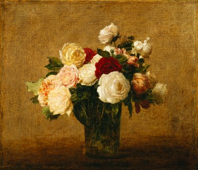 Růže ve skleněné váze; Růže ve skleněné váze, od Ignace Henri Jean Fantin-Latour