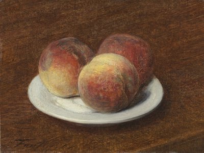 Tři broskve na talíři, 1868 (olej na papíře na plátně) od Ignace Henri Jean Fantin Latour
