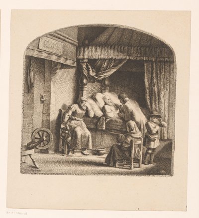 Starý muž na smrtelné posteli od Ignace Joseph de Claussin (attributed to)