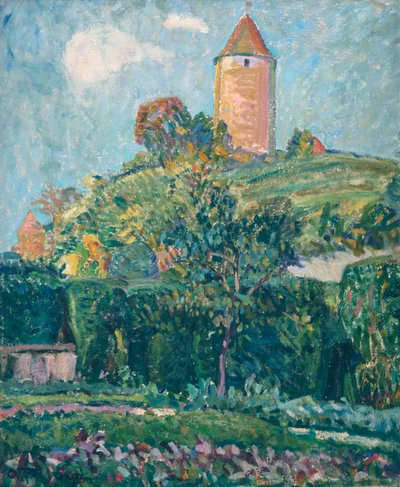 Pohled na Romont (olej na kartonu) od Ignace Nazaire Oswald Pilloud
