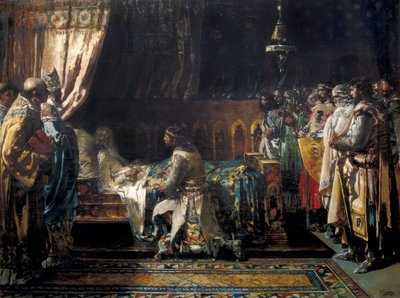 Poslední chvíle krále Jakuba I. řekl Dobyvatel od Ignacio Pinazo Camarlech
