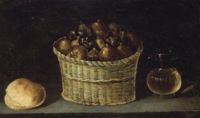 BODEGON (Proutěný KOŠÍK S FÍKY, CHLEBEM A JARRITOU S MEDEM) - XX STOLETÍ od Ignacio Zuloaga y Zabaleta