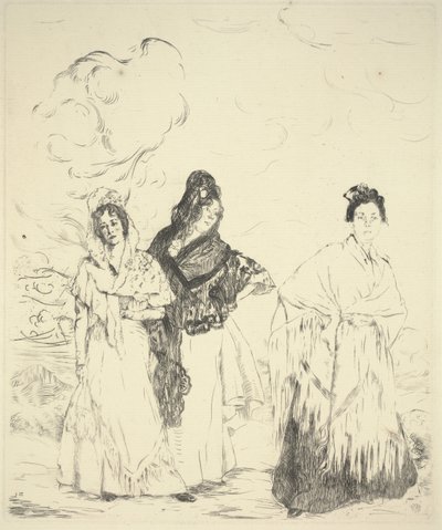 Las Manolas, kolem roku 1899 (suchá jehla) od Ignacio Zuloaga y Zabaleta