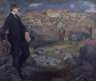 Maurice Barres s Toledem v pozadí od Ignacio Zuloaga y Zabaleta