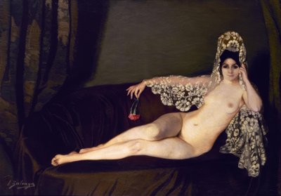 Akt s karafiátem, 1915, Olej na plátně, 131 × 184 cm, AS00820 od Ignacio Zuloaga y Zabaleta