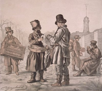 Prodejce ulice Sbiten ze série Tohle jsou naši lidé, 1842 od Ignati Stepanovich Shchedrovsky