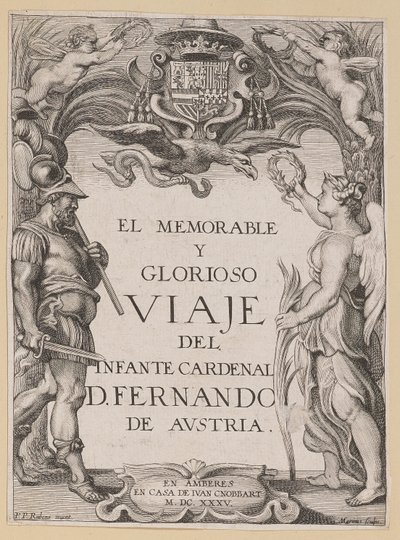 Titulní strana pro D. De Aedo y Gallert, The...Journey of the Infante Cardenal... od Ignatius Cornelis Marinus after Sir Peter Paul Rubens