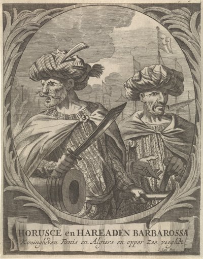 Portréty Horusce a Hareaden Barbarossy, barbarští piráti Horusce a Hareaden Barbarossa, král Tunisu a Alžíru a strážce Horního moře (titul na předmětu) od Ignatius Lux