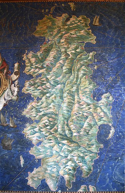 Mapa Sardinie - The Gallery of Maps - Vatican Museums. od Ignazio Danti