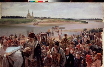 velikonoční průvod. Obraz Illarion Michajlovič Pryanishnikov (1840-1894), olej na plátně od Illarion Mikhailovich Pryanishnikov