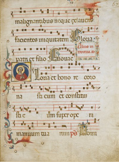 Rukopisný list se světicí možná Dorothy v iniciále G..., ca. 1330-40. od Illustratore