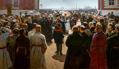 ALEXANDER III PŘIJÍMÁNÍ DĚKANŮ KATONŮ NA NÁDVOŘÍ PALÁCE od Ilya Efimovich Repin