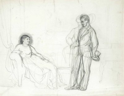 Adelina Patti (1843-1919) jako Violetta v opeře La traviata od Giuseppe Verdiho par Repin, Ilja Jefimovič (1844-1930), konec 60. let-počátek 70. let 19. století - Tužka na papíře - Konstantinův palác, Petrohrad od Ilya Efimovich Repin