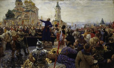Kouzma (Kuzma) Minin (zemřel 1616) volá lid Nižního Novgorodu v roce 1611 (Pozvedl moskevský lid proti Polákům) (Minin apeluje na lid Nižního Novgorodu v roce 1611) - Obraz Ilji Jefimoviče Repina (1844-1930) ), olej na plátně od Ilya Efimovich Repin