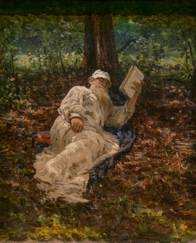 LEON TOLSTOI ODPOČÍVÁ V LESE od Ilya Efimovich Repin