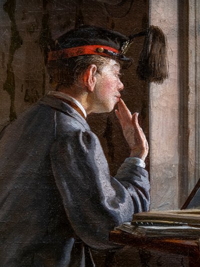 STUDENTI PŘIPRAVUJÍCÍ NA ZKOUŠKU (Detail) od Ilya Efimovich Repin
