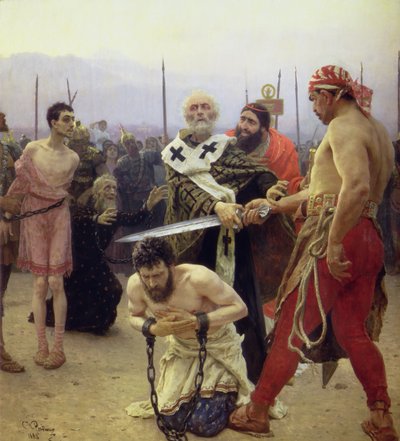 Svatý Mikuláš vysvobodí ze smrti tři nespravedlivě odsouzené muže od Ilya Efimovich Repin