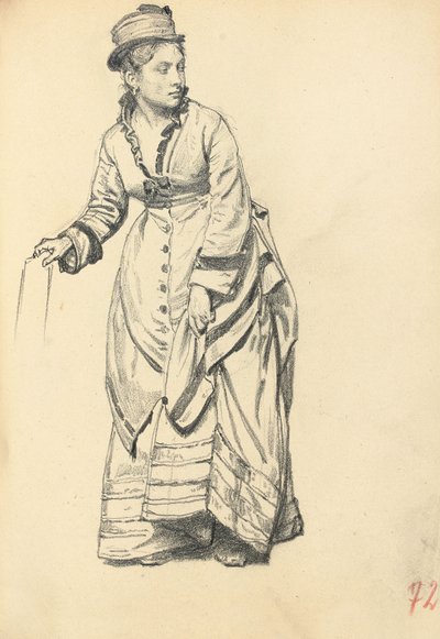 stojící žena držící její šaty, c. 1872-1875 od Ilya Efimovich Repin