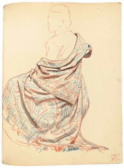 Studie pro "Pařížskou kavárnu": Studie oblékání pro sedící ženu, c. 1872-1875 od Ilya Efimovich Repin