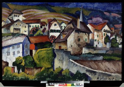 Malé městečko ve Švýcarsku. Obraz Ilja Ivanovič Maškov (Ilja Maškov, Matchkov) (1881-1944), olej na plátně od Ilya Ivanovich Mashkov