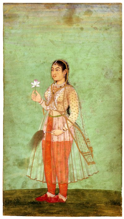 Dáma s metlou na květiny a mouchy, kolem roku 1630 od Indian Art