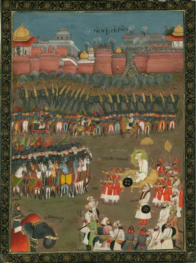 Dobytí Golkondy mughalským císařem Aurangzebem v roce 1687, cca 1760 od Indian Art