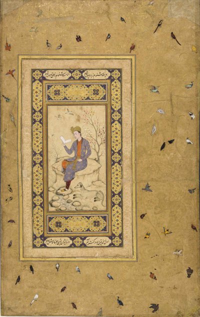 Mladý muž čte v krajině, c. 1608-1610. od Indian Art.