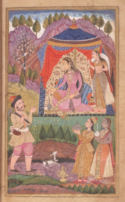 48,62 folio 138 Farhad líčí svá dobrodružství princezně Shirin z Khusrau a Shirin, škola Deccani, 1722 od Indian School