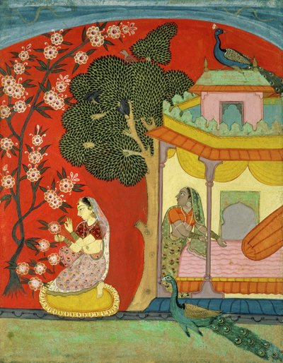Dáma trhající květy, jižní Rádžasthán nebo Dekán, cca 1675 od Indian School
