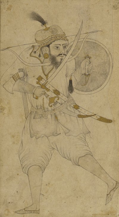 Tatarský voják, Ahmadnagar, náhorní plošina Deccan (inkoust a jemný odstín na papíře) od Indian School