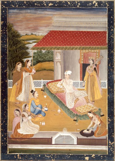 Princ kouří (akvarel na papíře) od Indian School