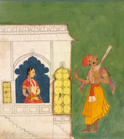 Žena hledící na válečníka, kolem roku 1680 od Indian School