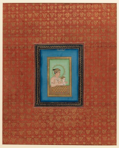 Akbar a jeden z jeho synů nebo vnuků, 1875-1900 (neprůhledné wc a zlato na papíře) od Indian School