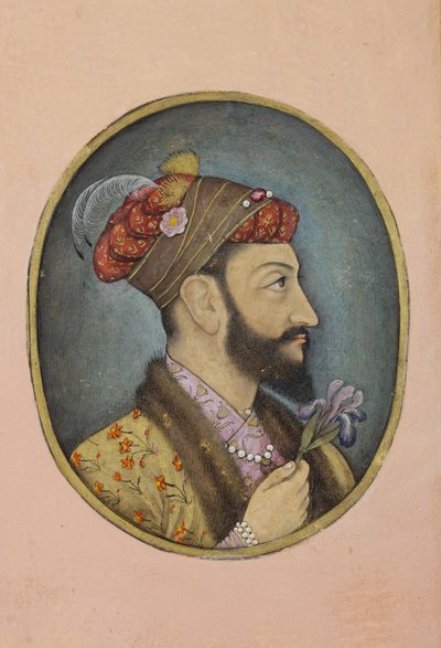 Aurangzeb Bahadur drží duhovku, cca 1650 (neprůhledné wc a zlato na papíře) od Indian School