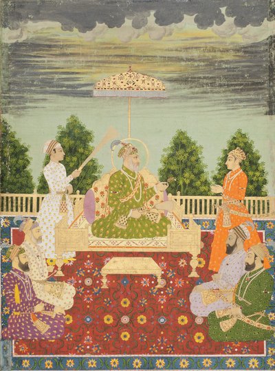 Bahadur Shah se svými čtyřmi syny a vnukem, kolem roku 1710 od Indian School