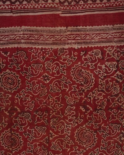 Tištěný textil pro export s husami, lotosovým pupenem a vzorem rozety, indický, cca 1500 (bavlna) (detail) od Indian School