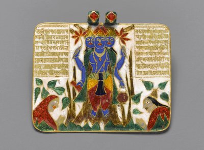 Přívěsek Brahma, konec 18. století (champleve smalt na zlatě) (viz také 267520 na rubu) od Indian School