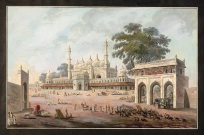 Mešita Chandni Chowk a Munny Begum, Murshidabad, kolem roku 1795 (akvarel na papíře) od Indian School