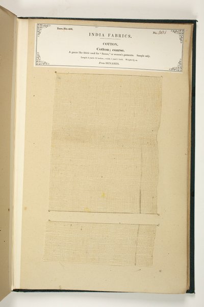 Hrubá bavlna, Benares, ze sbírky indických textilních výrobců, John Forbes Watson, publikovaná v roce 1866 od Indian School