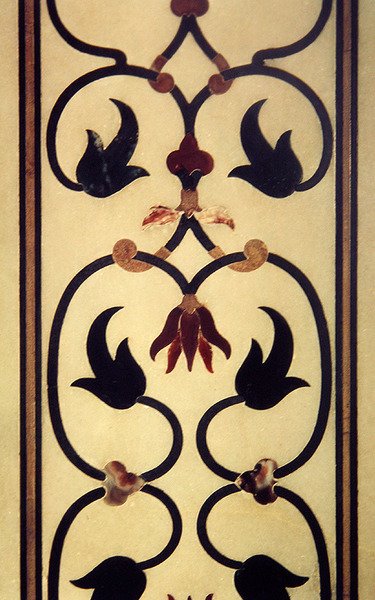 Detail intarzie na vnější stěně, cca 1631-54 (pietra dura) od Indian School