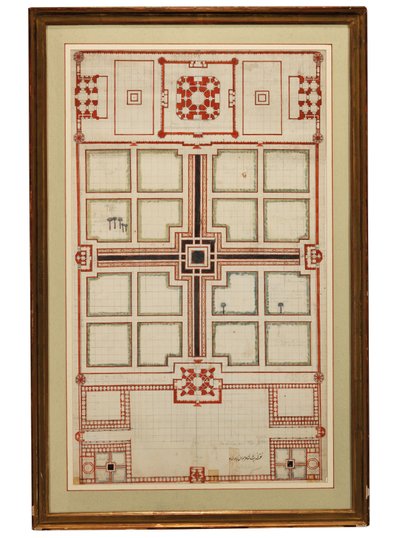 Raný schematický plán zahrad Taj Mahal, Agra, Severní Indie, c.1805 od Indian School