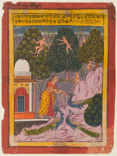 Gauri Ragini, cca 1690 (neprůhledné wc a zlato na papíře) od Indian School