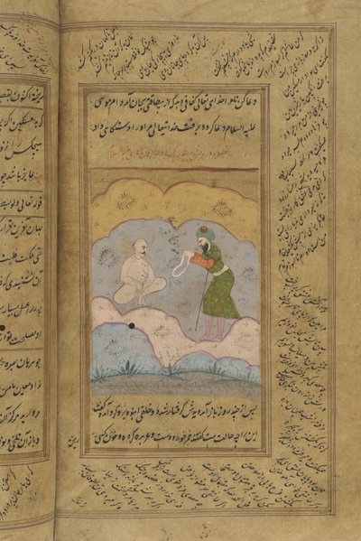 Rukopis Gulistan of Sadi (inkoust, neprůhledný akvarel a zlato na papíře) od Indian School