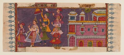 Holymen a Courtiers se shromáždili před princem (neprůhledné wc a zlato na papíře) (viz 406510 pro verzi) od Indian School