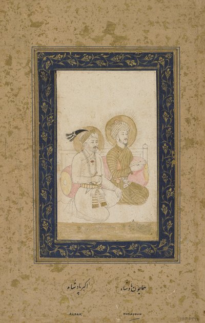 Humayun a Akbar, samostatné folio alba, kolem roku 1900 od Indian School