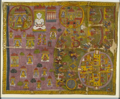 Džinistická pouť, vyrobená v Rádžasthánu, kolem roku 1750 (neprůhledné wc a zlato na látce) od Indian School